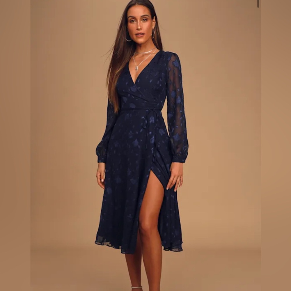 Lulu's Midnight Blue Long Sleeve Dress